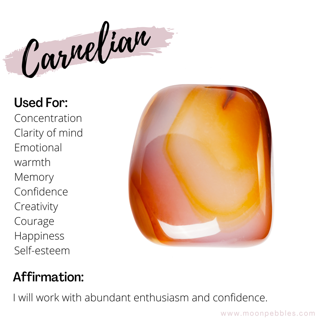 Healing Properties of Carnelian | Crystal Subscription Box Australia | Moon Pebbles