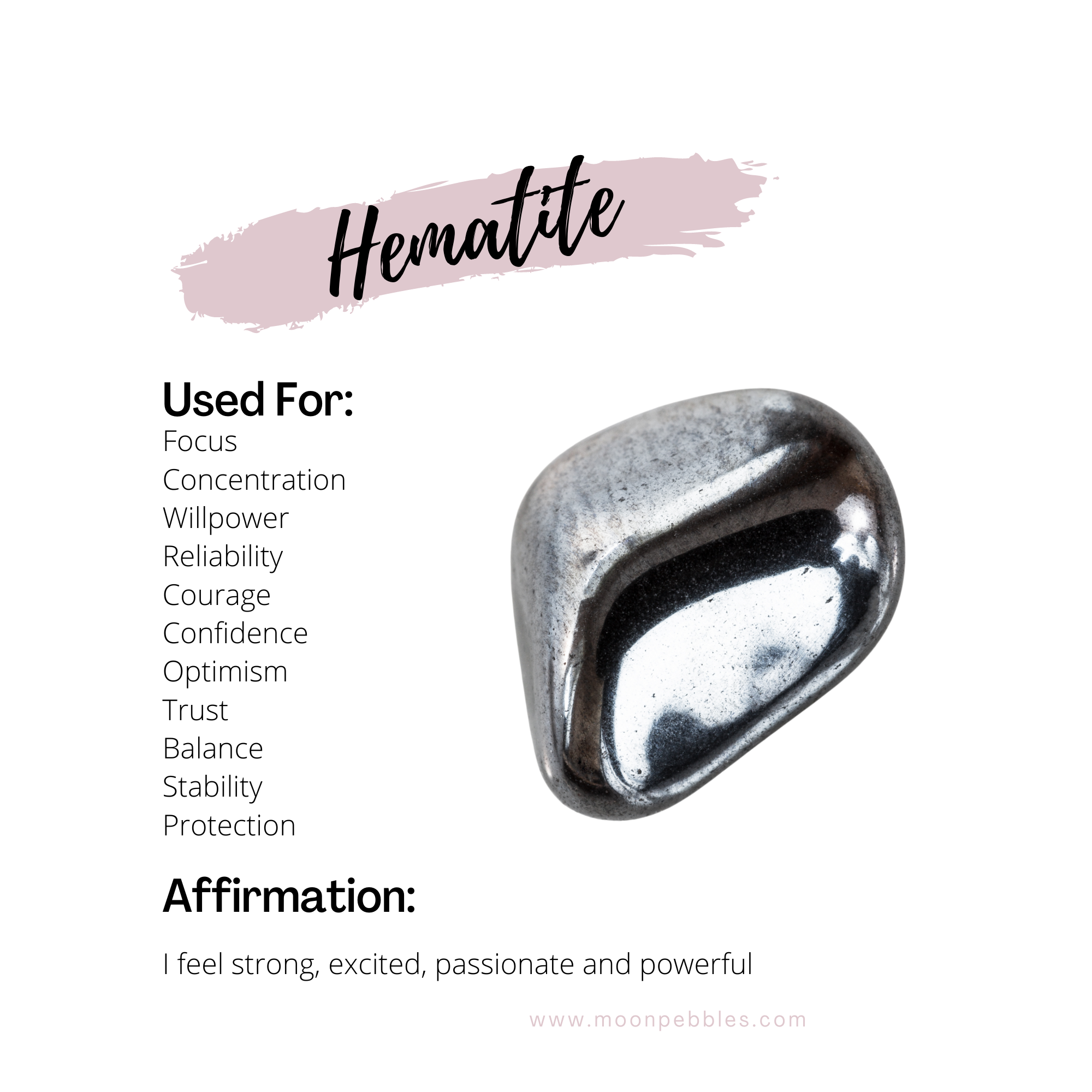 Healing Properties of Hematite Moon Pebbles