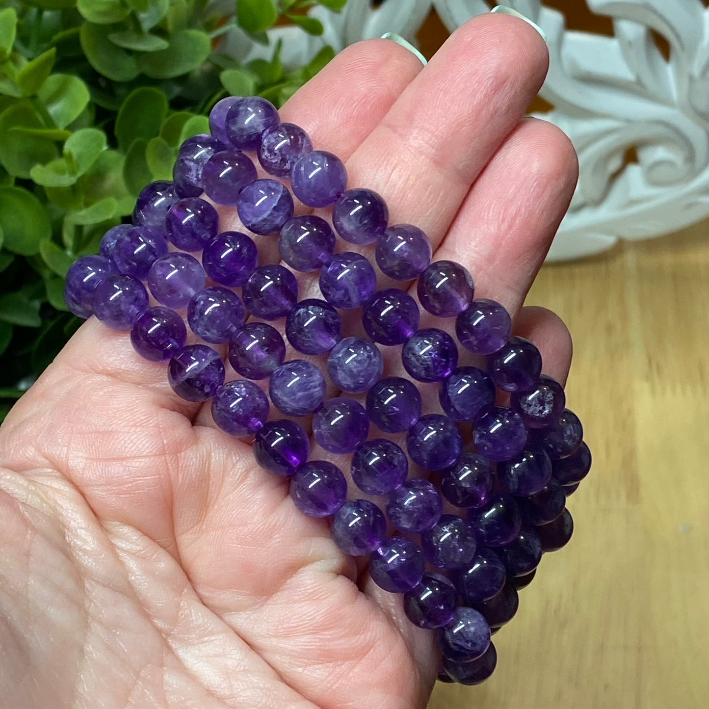 Amethyst Bead Bead Bracelet - 8mm