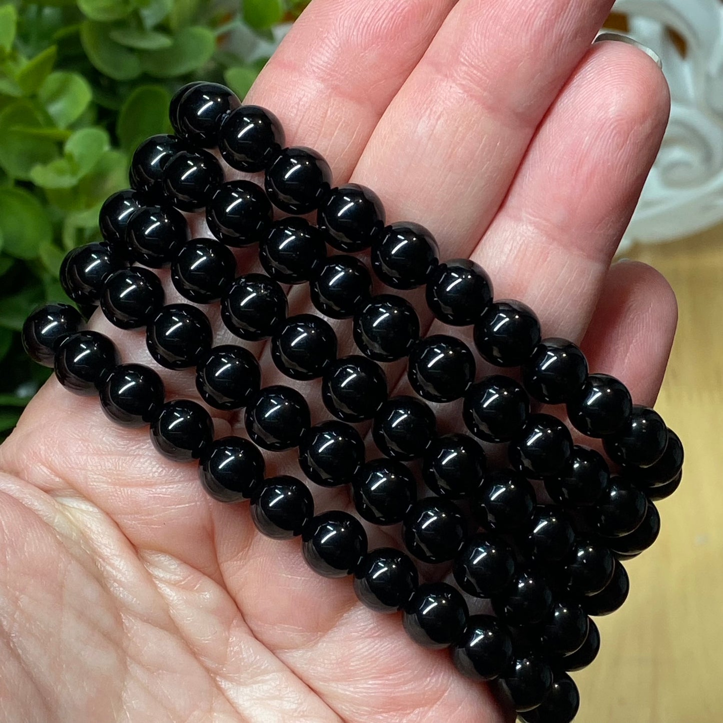 Black Obsidian Bead Bracelet - 8mm