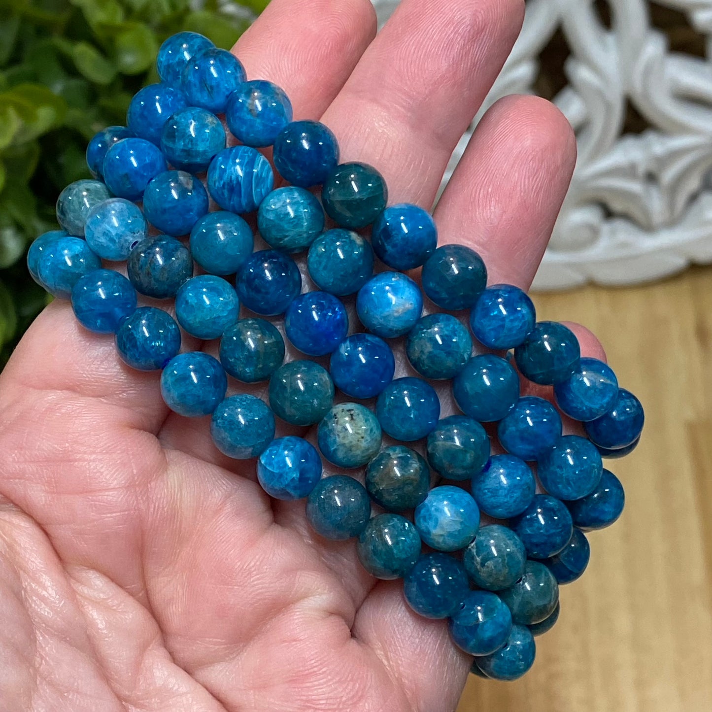 Blue Apatite Bead Bracelet - 8mm