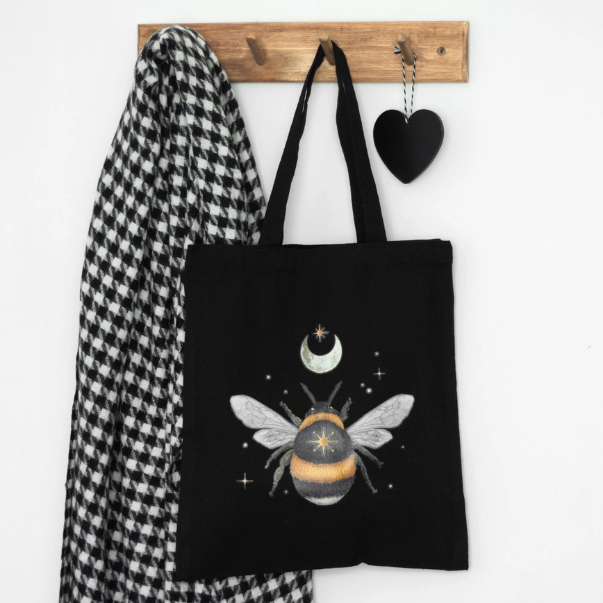 Dark Forest Collection: Forest Bee Cotton Tote Bag