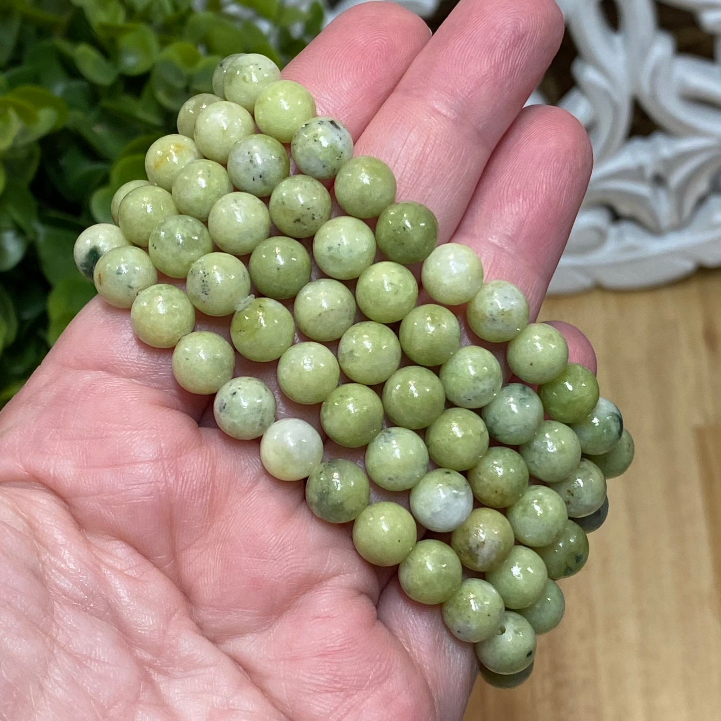Green Jade Bead Bracelet - Good Luck, Love and Fertility
