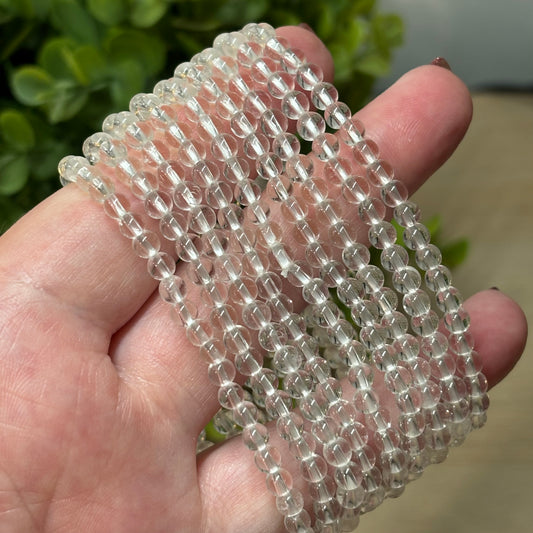 Clear Quartz Bead Bracelet - 4mm