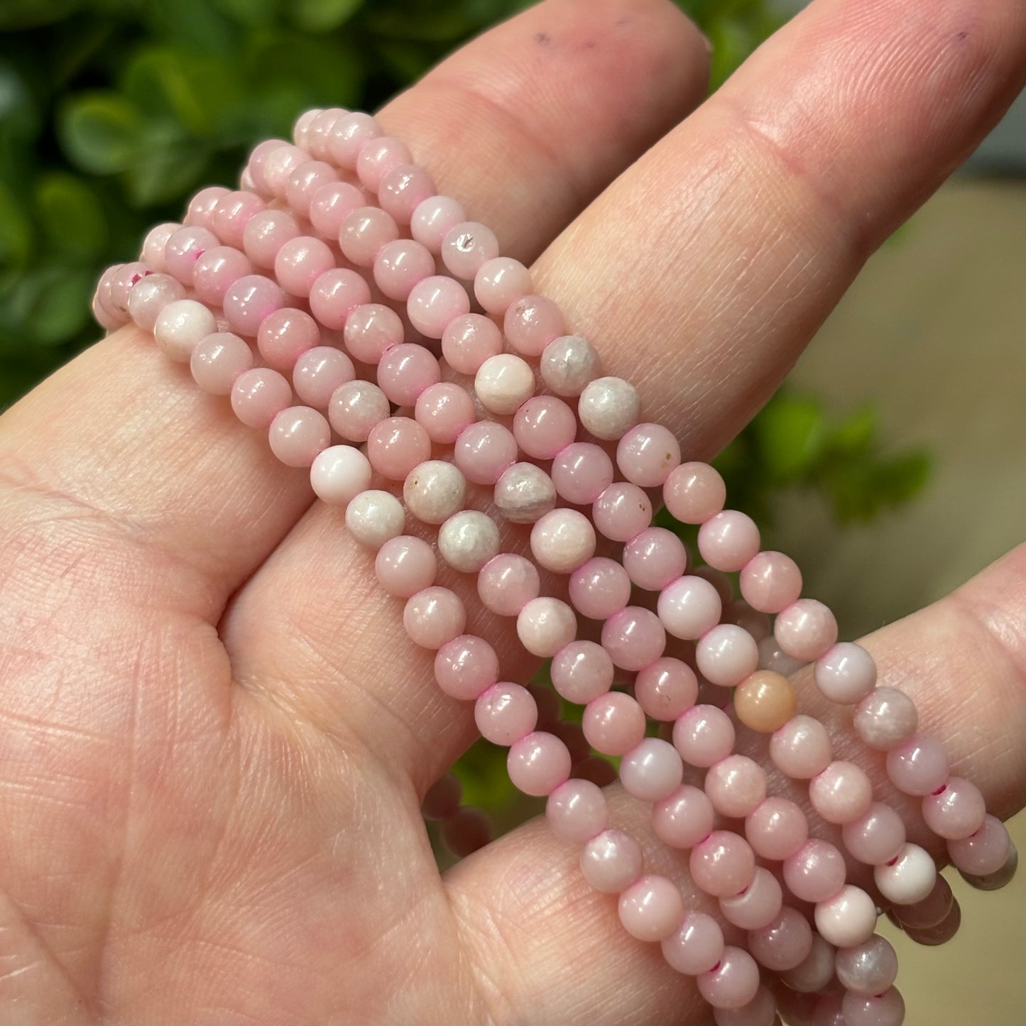 Pink Opal Bead Bracelet - 4mm