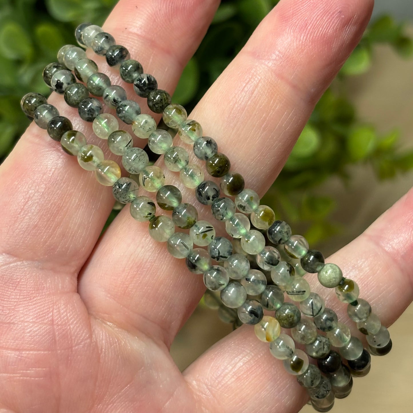 Prehnite Bead Bracelet - 4mm