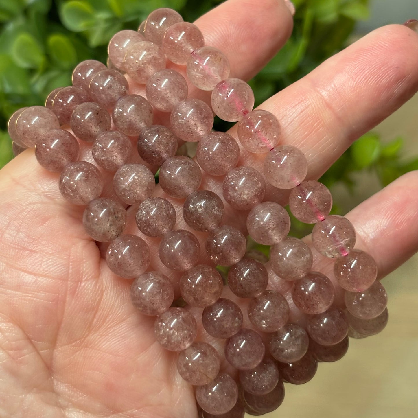 Strawberry Quartz Bead Bracelet - 8mm