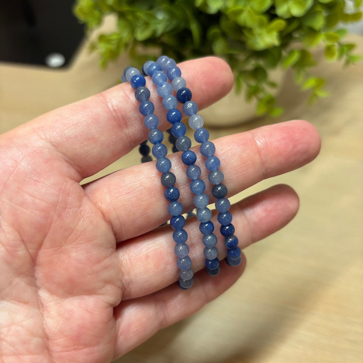 Blue Aventurine Bead Bracelet - 4mm