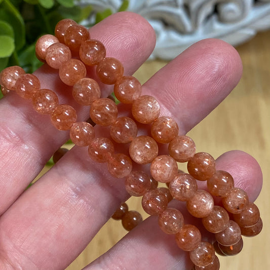 Golden Sunstone Bead Bracelets (6mm) - Happiness, Energy and Confidence