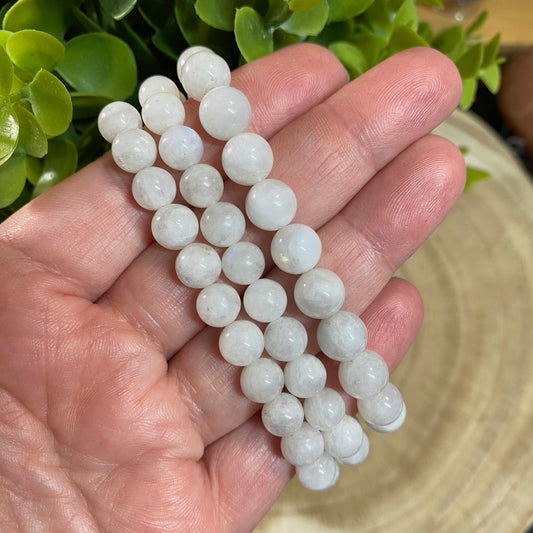 Rainbow Moonstone Bead Bracelet (6mm) - Self Discovery, Protection and Manifestation