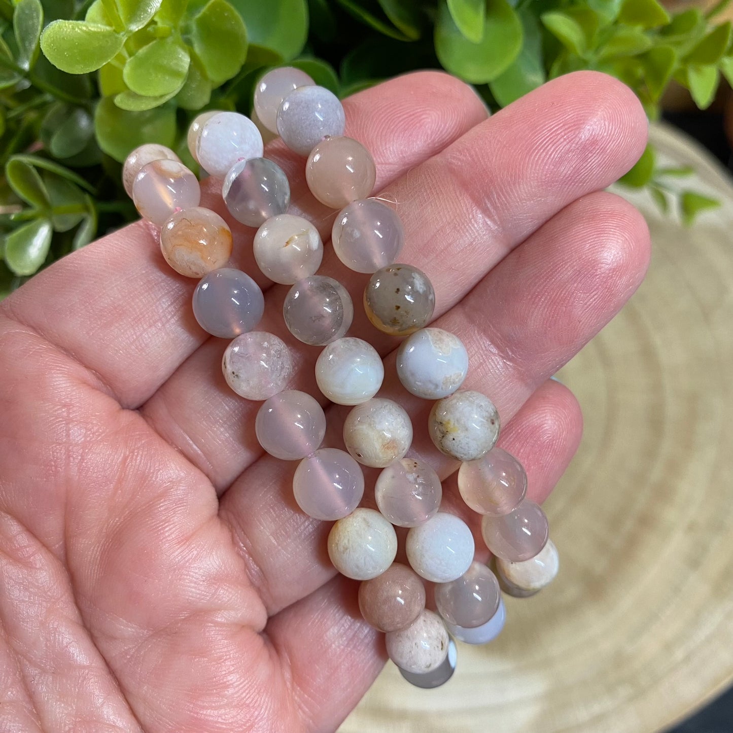 Flower Agate Bead Bracelet - 8mm