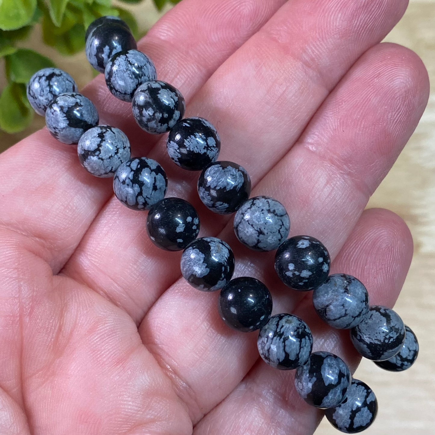 Snowflake Obsidian Bead Bracelet - 8mm
