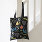 Black Folk Floral Polycotton Tote Bag