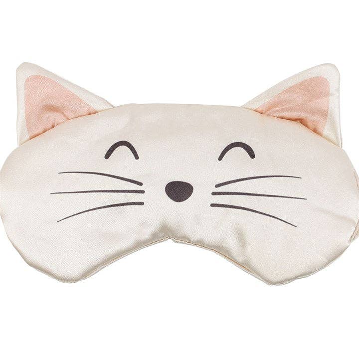 White Cat Face Satin Sleep Mask