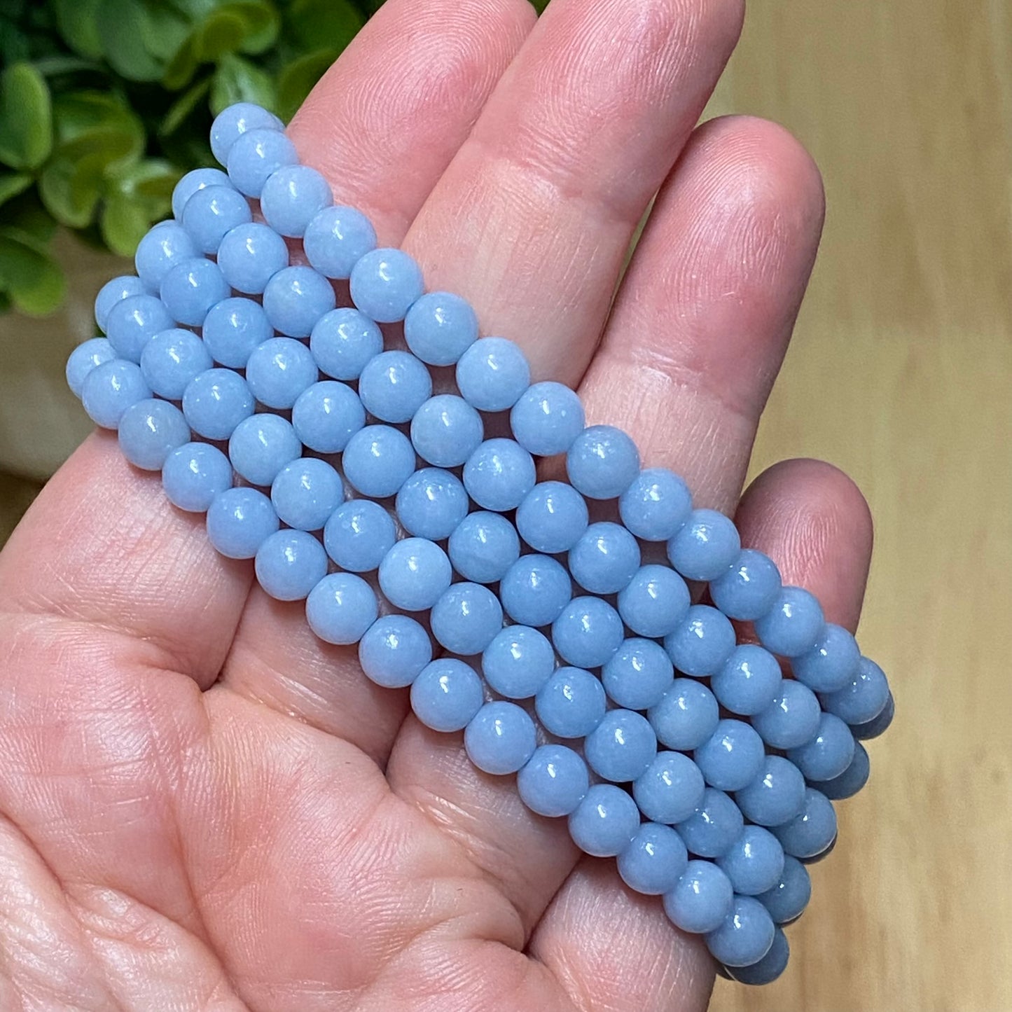 Angelite 6mm Bead Bracelet - Anxiety, Depression and Weight Lose