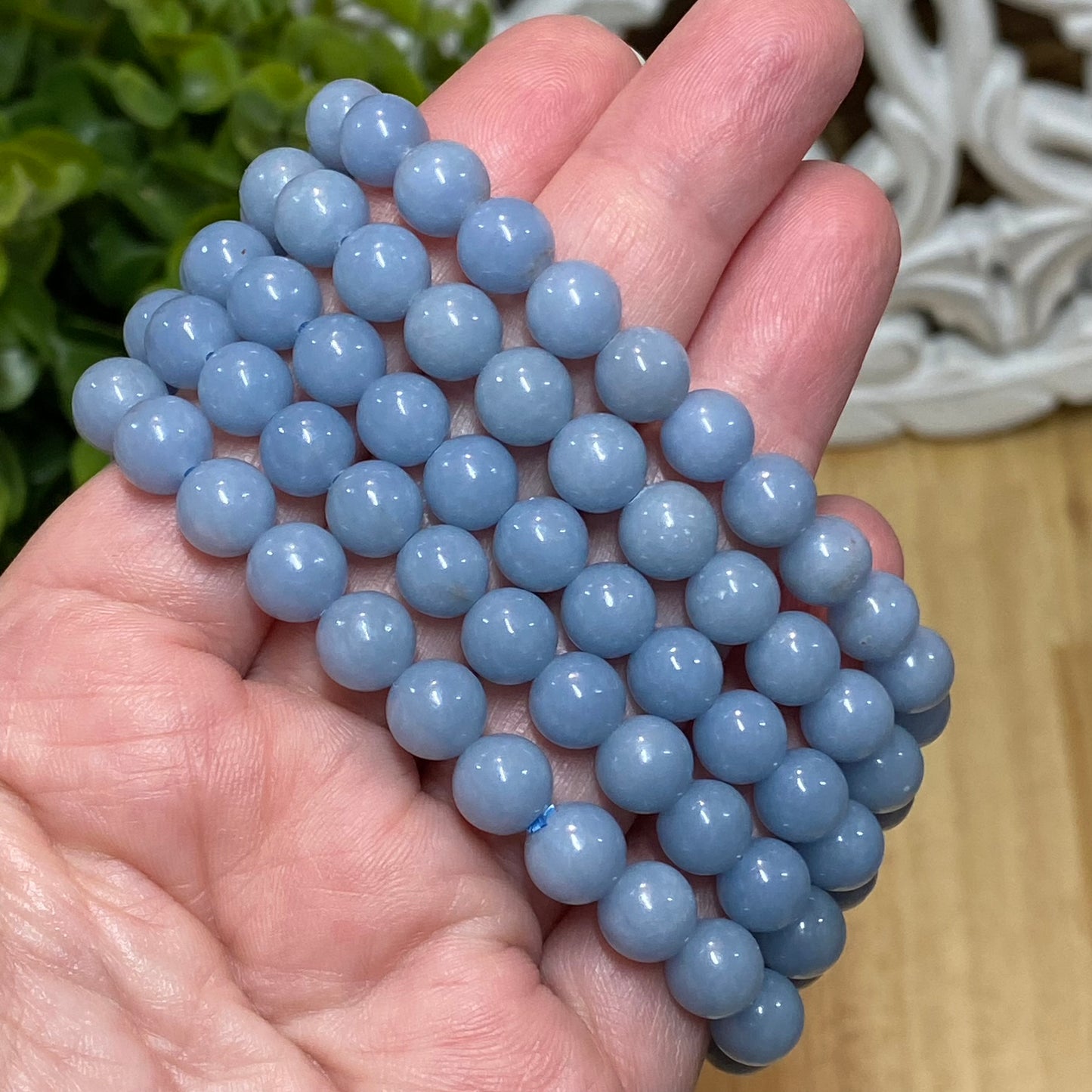 Angelite Bead Bracelet - Anxiety, Depression and Weight Lose