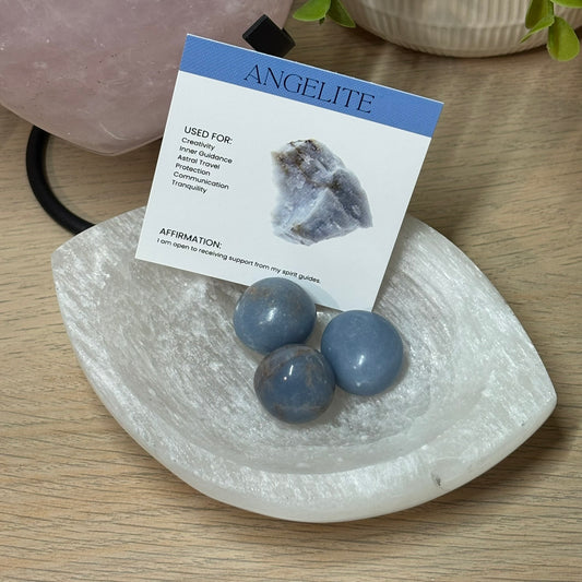 Angelite Crystal Tumbles (3 Pack + Info Card)