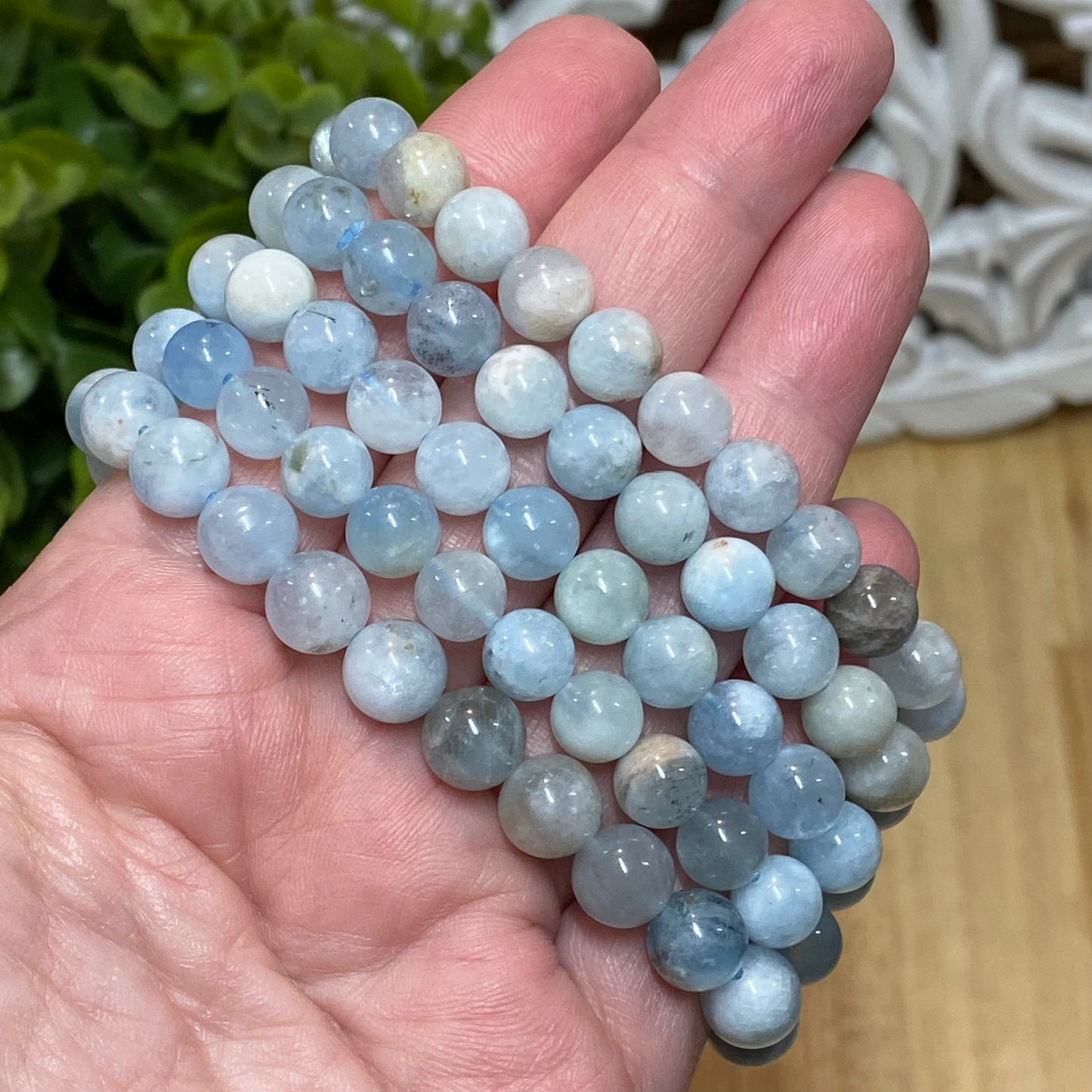 Aquamarine Bead Bracelet - Courage, Calming and Intuition