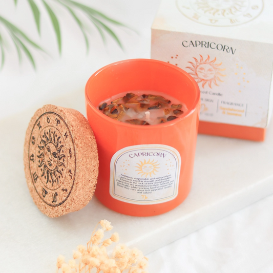 Capricorn Zodiac Crystal Candle - Sandalwood & Jasmine