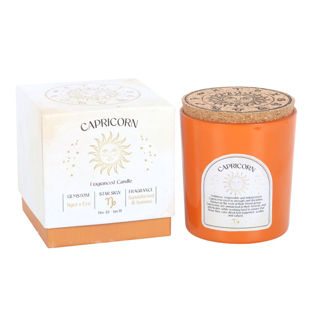 Capricorn Zodiac Crystal Candle - Sandalwood & Jasmine