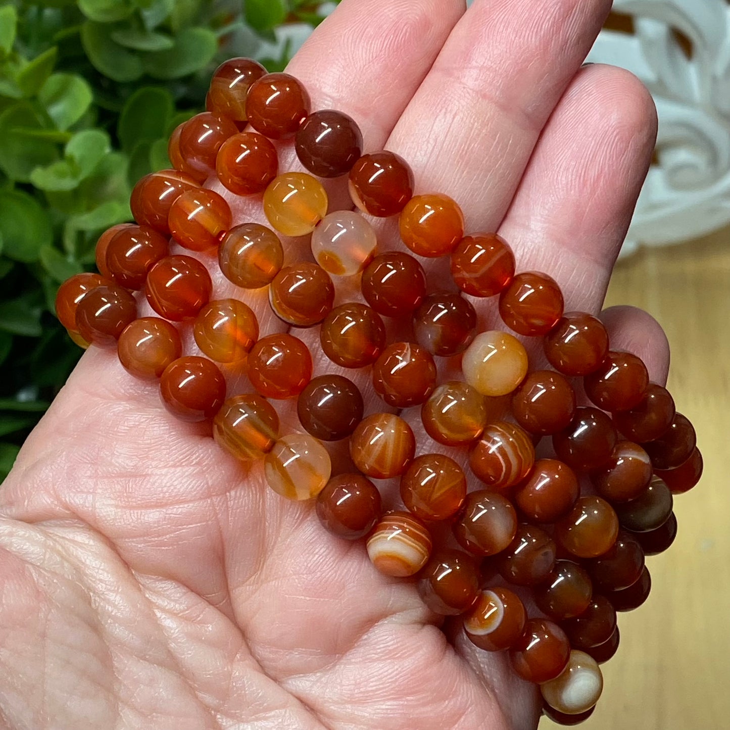 Banded Carnelian Bead Bracelet - Concentration, Energy and Confidence
