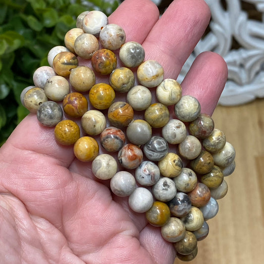 Crazy Lace Agate Bead Bracelet - 8mm
