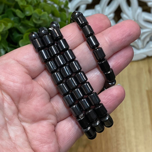 Hematite Barrel Bead Bracelets - Willpower, Protection and Anxiety