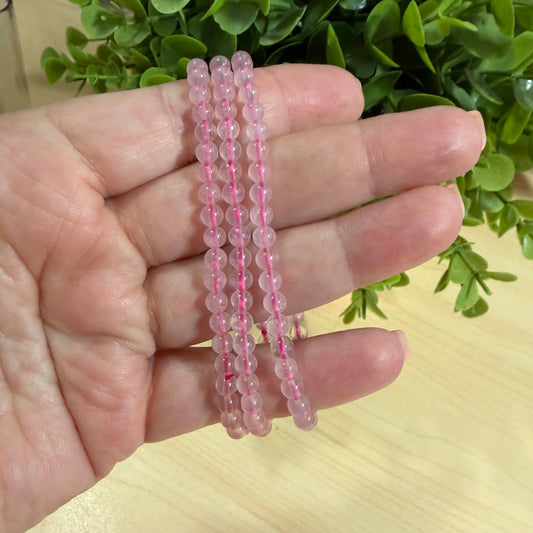 Rose Quartz Bead Bracelet - 4mm