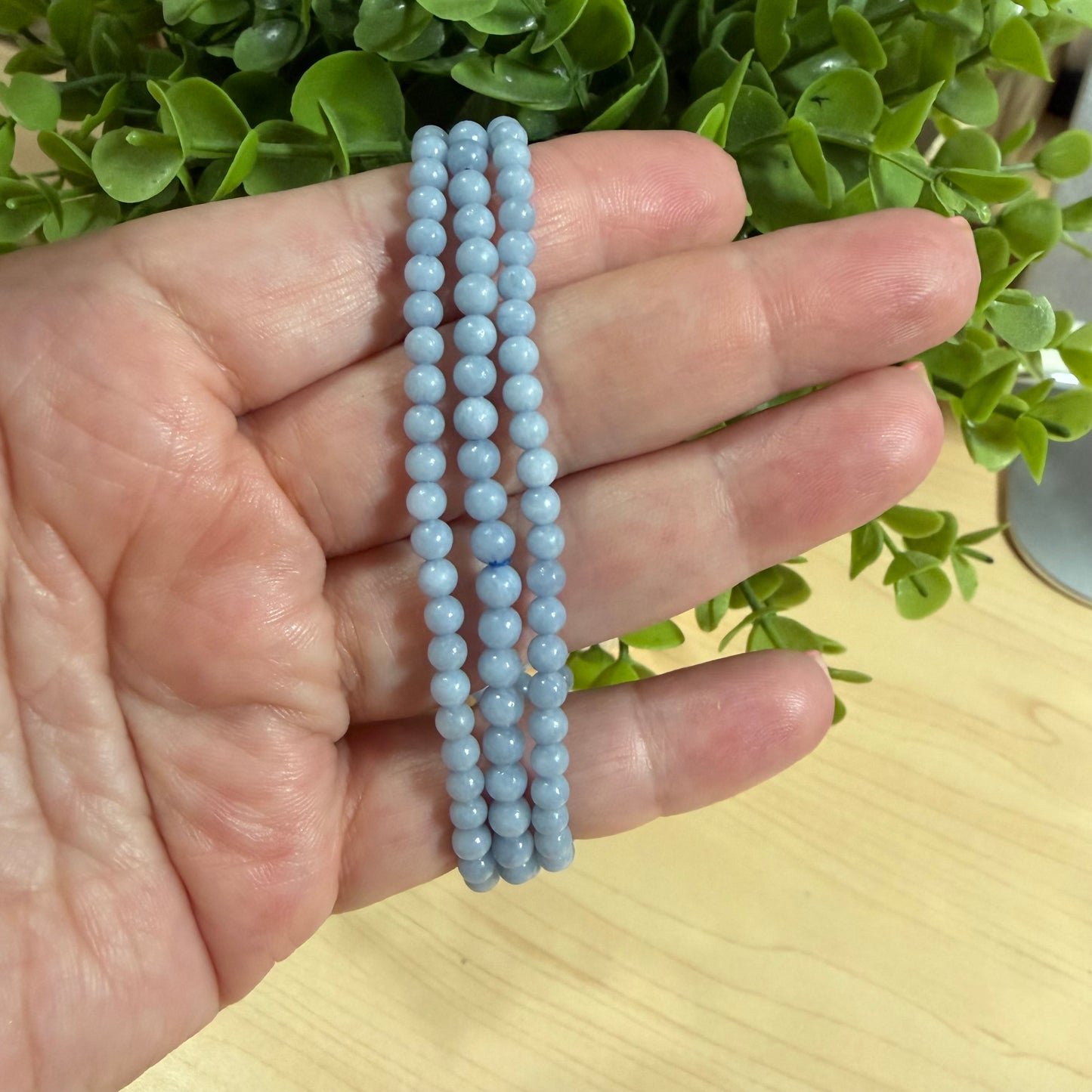 Angelite Bead Bracelet - 4mm