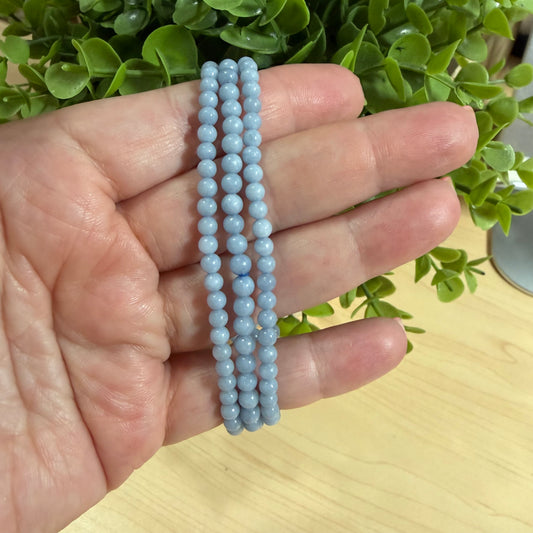 Angelite Bead Bracelet - 4mm