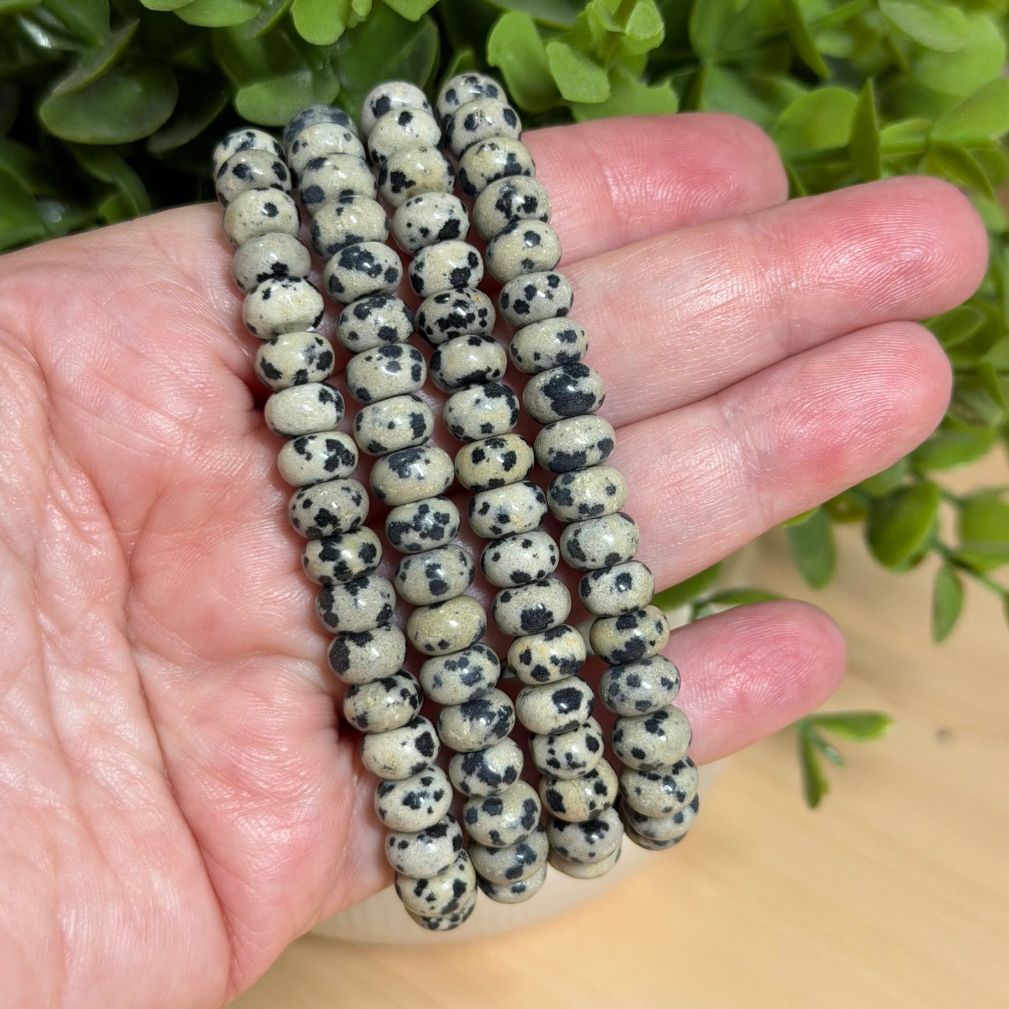 Dalmation Jasper Rondelle Bead Bracelet