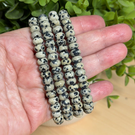 Dalmation Jasper Rondelle Bead Bracelet