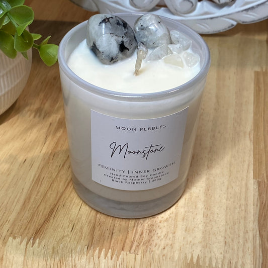 Moonstone Crystal Candle - Feminity & Inner Growth (PREORDER)