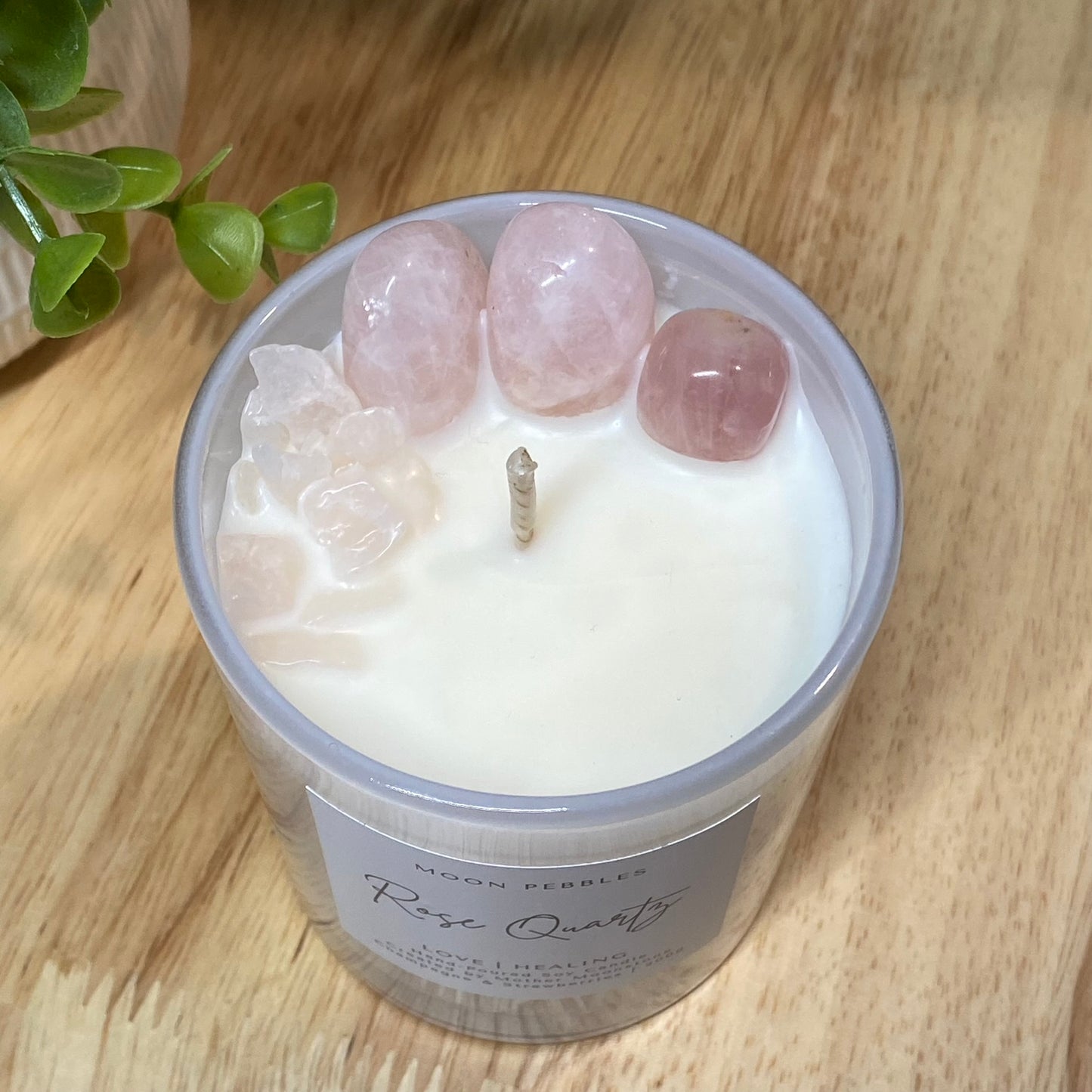 Rose Quartz Crystal Candle - Love & Healing