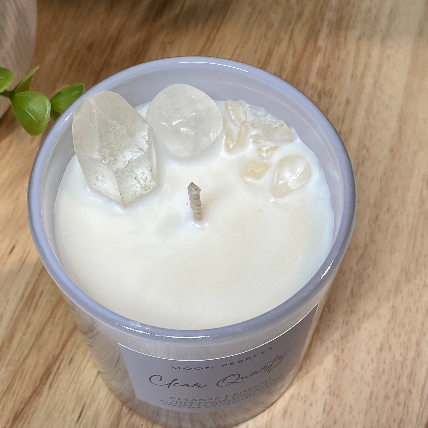 Clear Quartz Crystal Candle - Cleanse & Energy