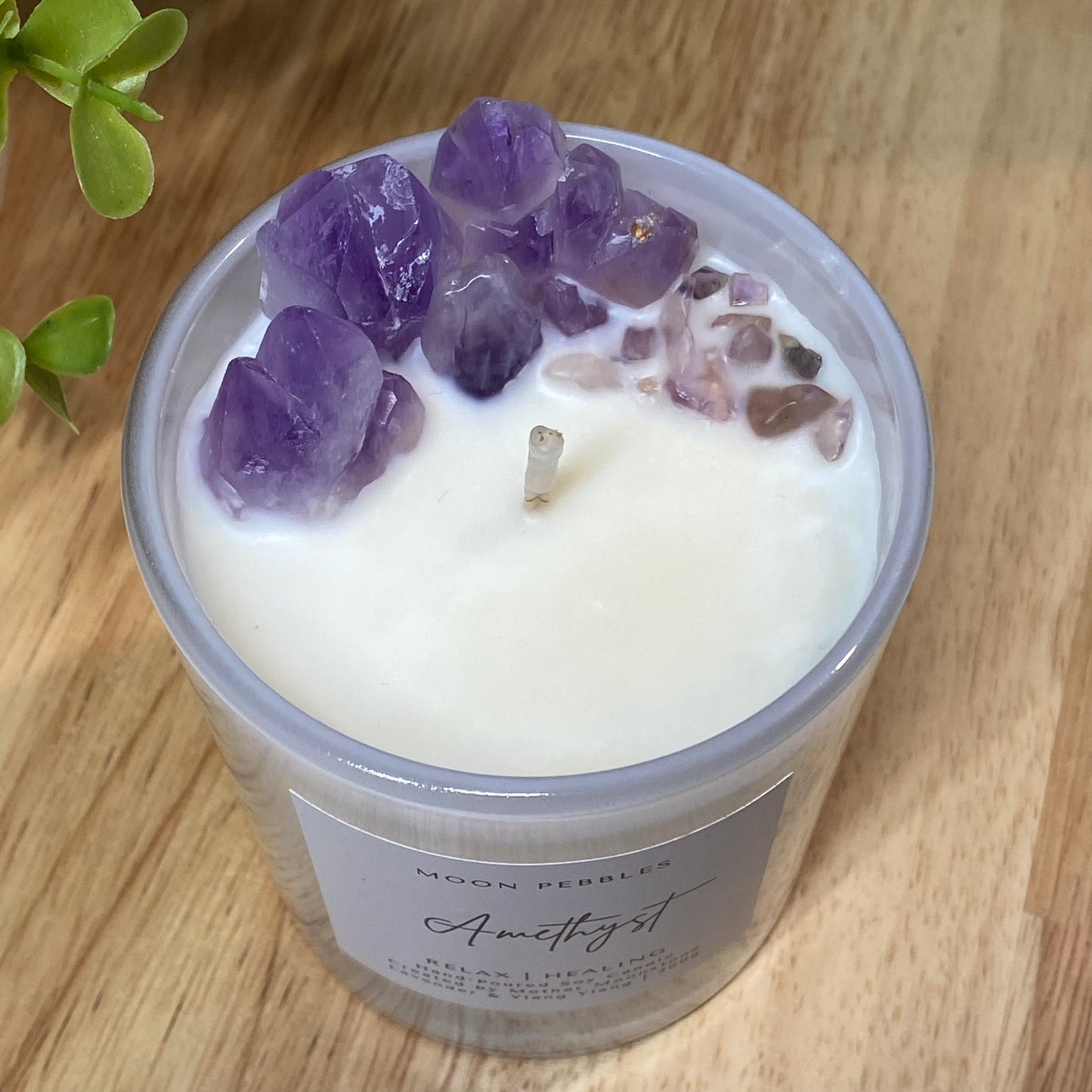 Amethyst Crystal Candle - Relaxation & Healing
