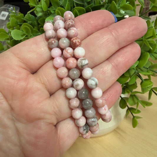 Pink Zebra Jasper Bead Bracelet - 6mm
