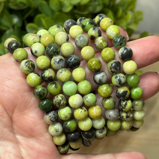 Australian Jade (Chrysoprase) Bead Bracelet - Compassion, Forgiveness & Meditation