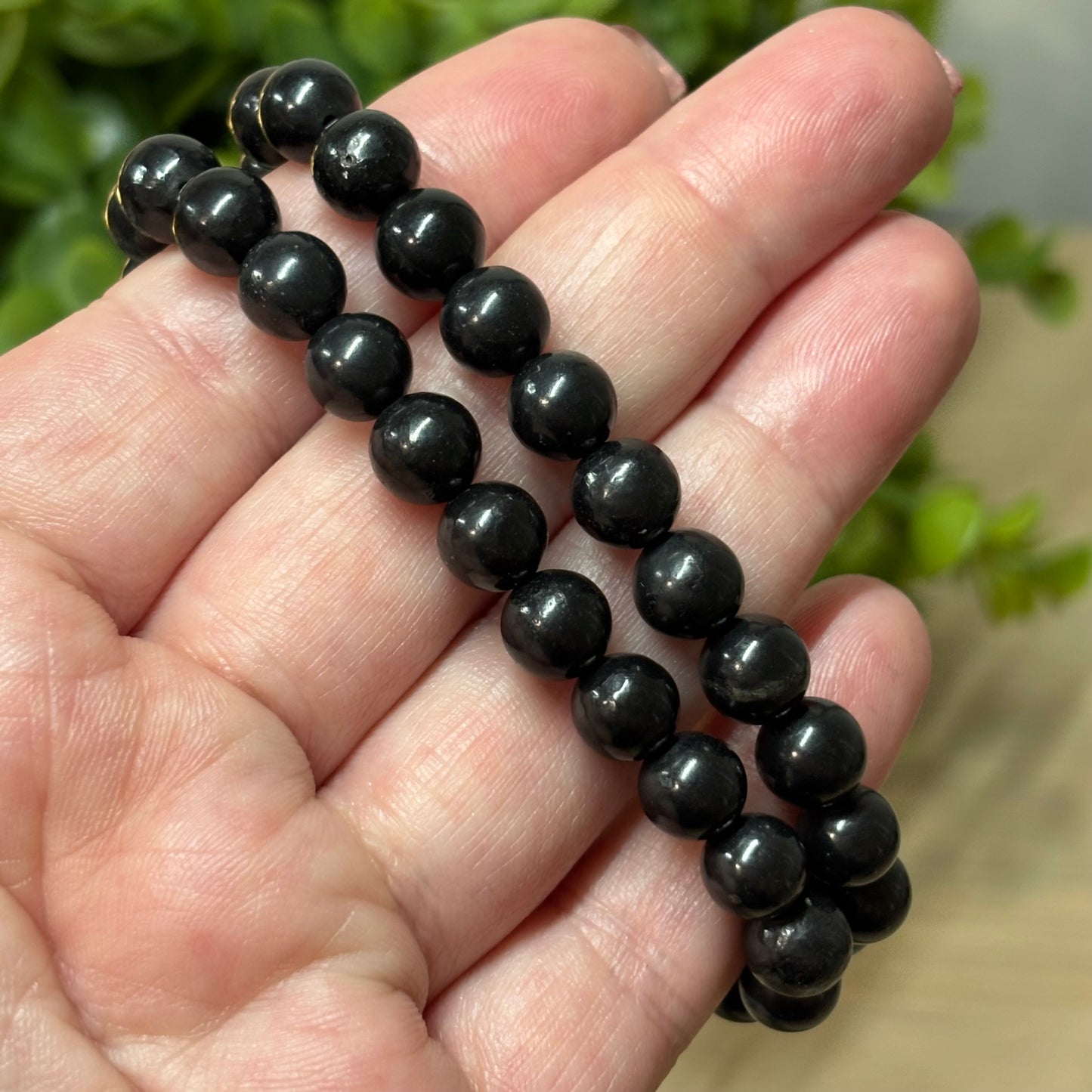 Black Tourmaline Bead Bracelet - Stress Relief, Protection & Grounding