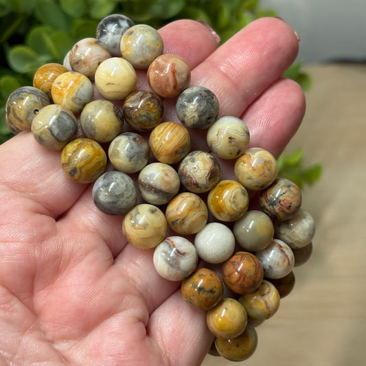 Crazy Lace Agate Bead Bracelet - 10mm - Energy, Joy and Concentration