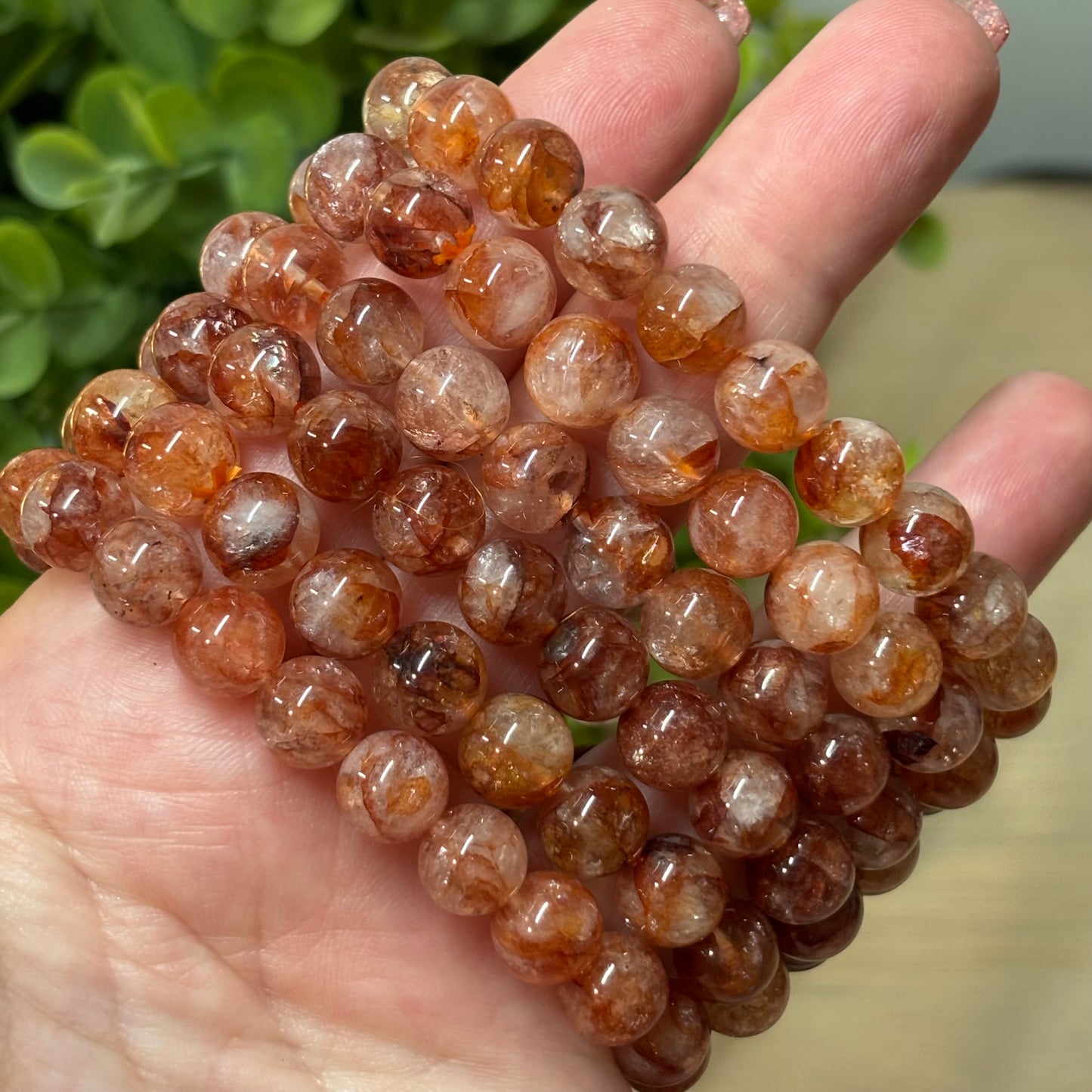 Fire Quartz Bead Bracelet (10mm) - Energy, Self Esteem and Concentration