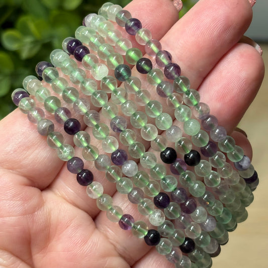 Fluorite Bead Bracelet - 4mm - Intuition, Grounding and Weight Lose