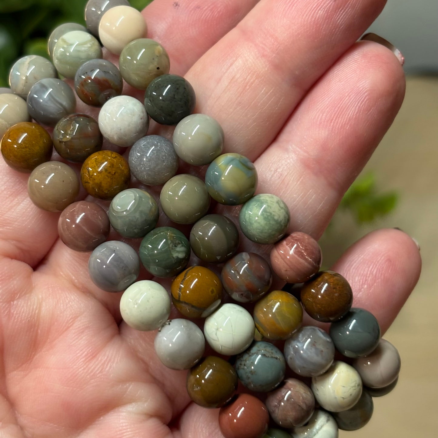 Ocean Jasper Bead Bracelet - Patience, Change and Grounding