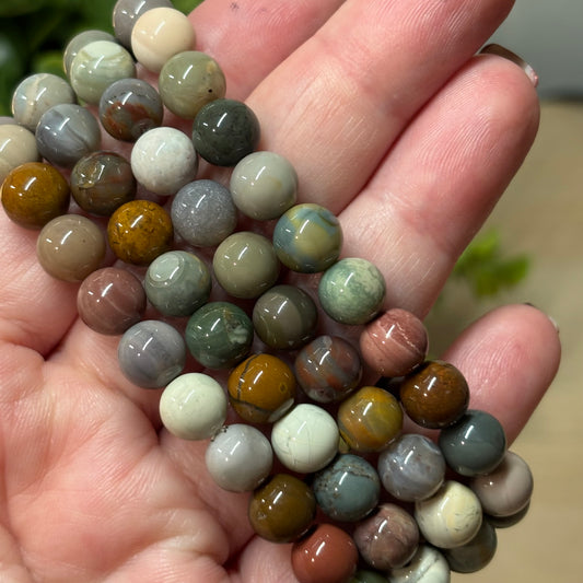 Ocean Jasper Bead Bracelet - Patience, Change and Grounding