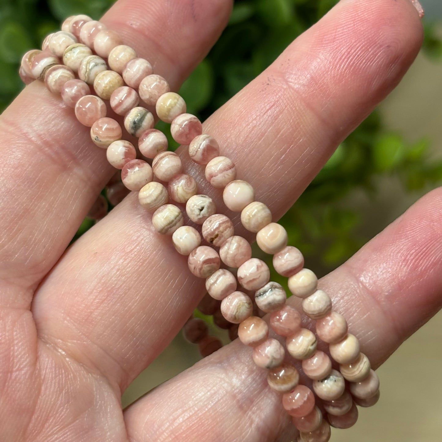 Rhodochrosite Bead Bracelet - 4mm - Love, Passion and Emotional Healing