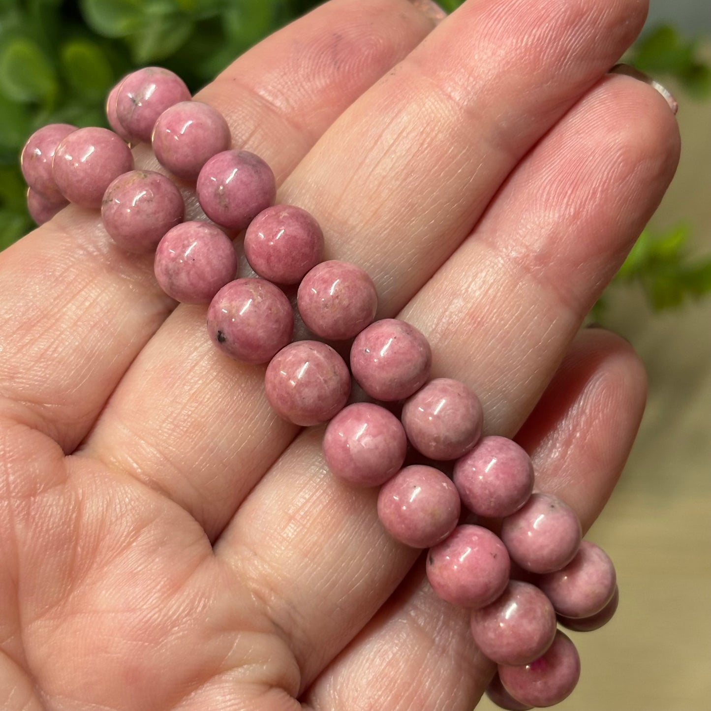 Rhodonite (Pink) Bead Bracelet - 9mm - Self-Love, Compassion and Confidence