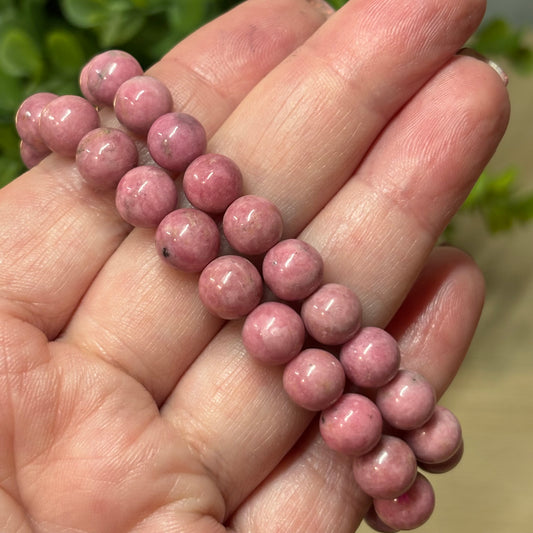 Rhodonite (Pink) Bead Bracelet - Self-Love, Compassion and Confidence