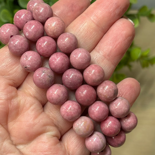 Rhodonite (Pink) Bead Bracelet - 11mm - Self-Love, Compassion and Confidence