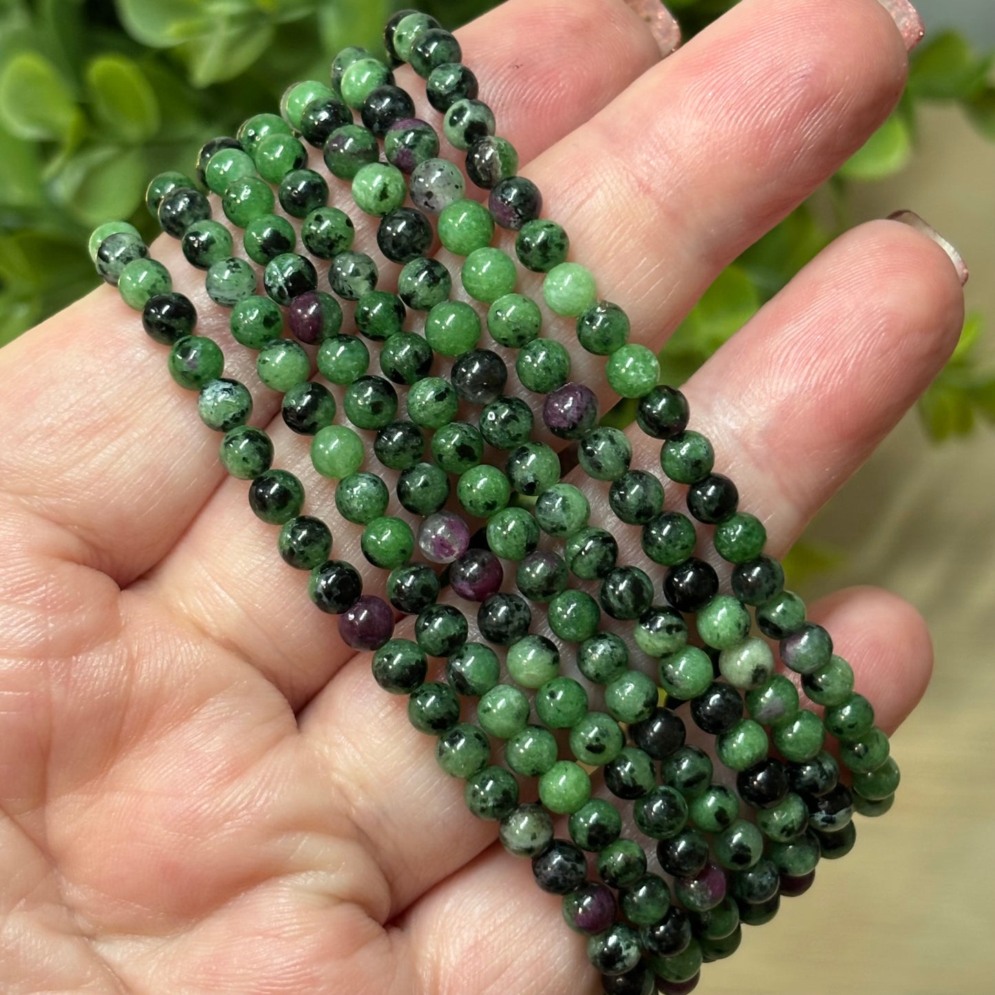 Ruby Zoisite Bead Bracelet - 4mm - Happiness, Hope and Gratitude