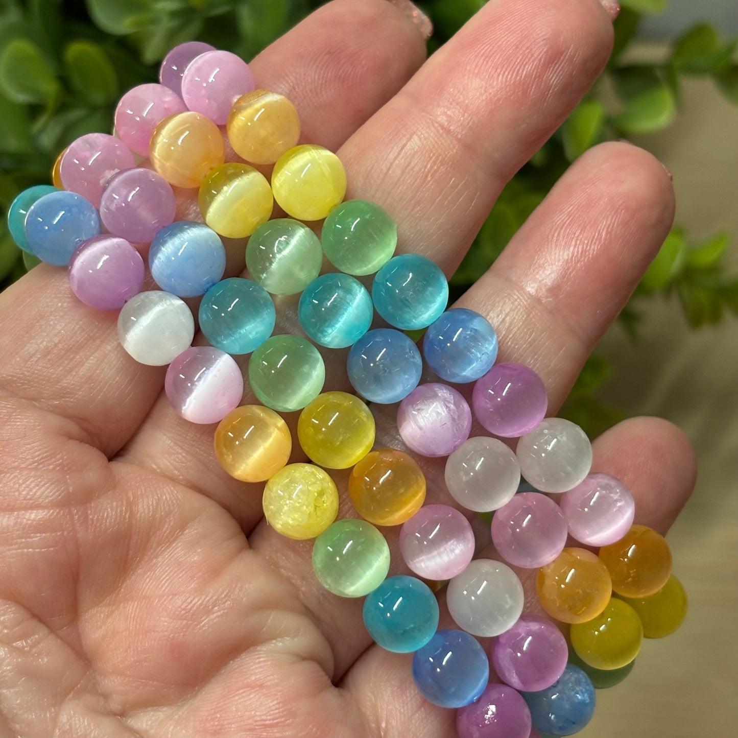 Selenite Rainbow Bead Bracelet - Cleansing, Purification and Clarity